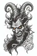 krampus satan gory horror face  tattoo design idea