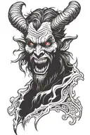 krampus satan gory horror face  tattoo design idea