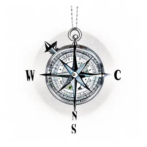 compass camera heart tattoo design idea