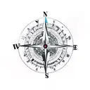 compass camera heart tattoo design idea