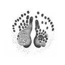 cat paw print with the words "I'll meet you at the bridge" and rainbow colors tattoo design idea