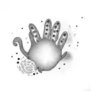 cat paw print with the words "I'll meet you at the bridge" and rainbow colors tattoo design idea