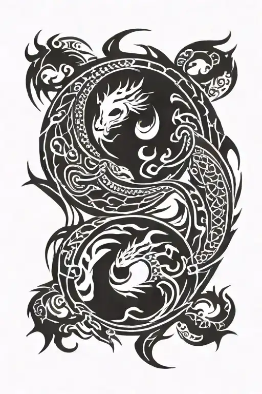 dragon yin yang symbol tattoo design idea