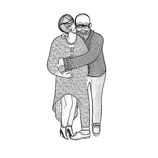 a man and woman hugging tattoo design idea