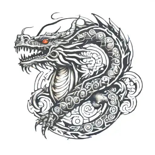 draw me an arm tattoo of a dragon merged with the Mayan calendar that spirals around the forearm tattoo design idea