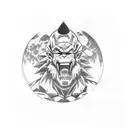 dbz great ape, black n white, shoulder to elbow, moon  tattoo design idea