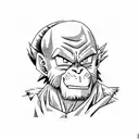 dbz great ape, black n white, shoulder to elbow, moon  tattoo design idea
