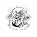 dbz great ape, black n white, shoulder to elbow, moon  tattoo design idea