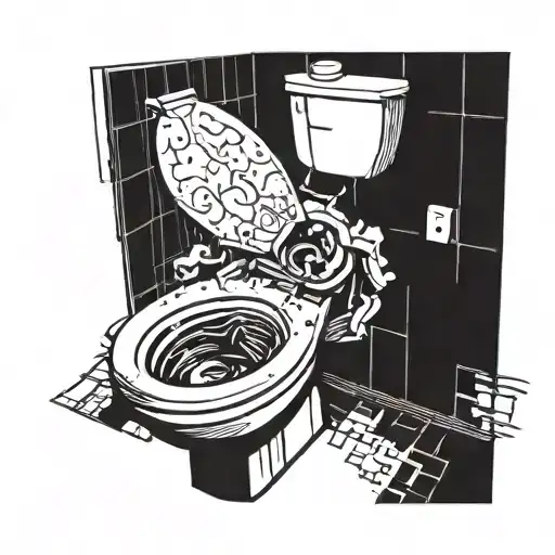 An abstract interpretation of the toilet scene from 'Trainspotting', incorporating elements of addiction and chaos tattoo design idea