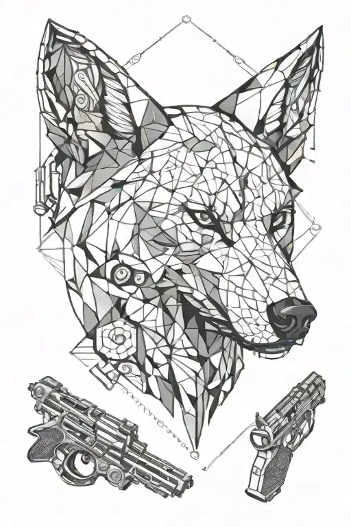 Demonic wolf head with shotgun shells tattoo design idea