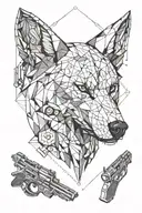 Demonic wolf head with shotgun shells tattoo design idea