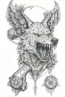 Demonic wolf head with shotgun shells tattoo design idea