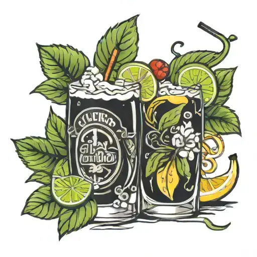 Cuba Libre cocktail tattoo design idea