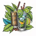 Cuba Libre cocktail tattoo design idea