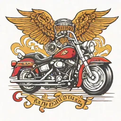 red and gold harley Davidson symbol with sturgis wrote in it tattoo design idea