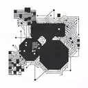 Incorporate a stylized binary code pattern into a geometric design that represents data science concepts tattoo design idea