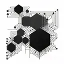 Incorporate a stylized binary code pattern into a geometric design that represents data science concepts tattoo design idea