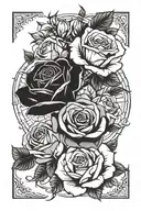 roses and turbo tattoo design idea