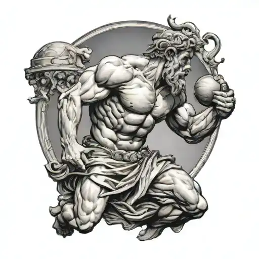 Greek God Atlas carrying the world tattoo design idea