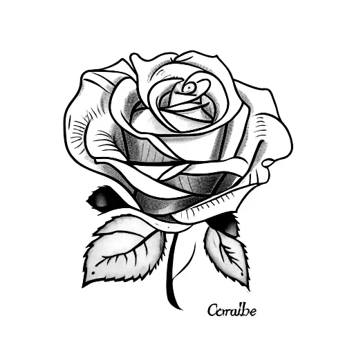 A single italian rose, a cornicello and the word invinceble tattoo design idea