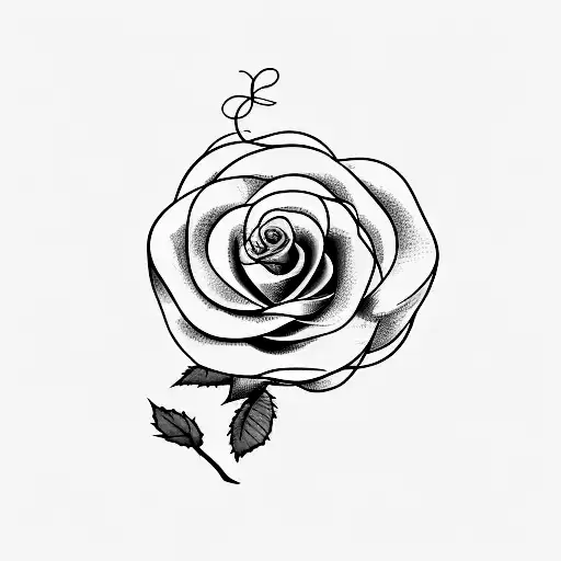The word 'Invincible' written in a minimalist font with an Italian rose stem forming the letter 'I' tattoo design idea