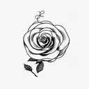 The word 'Invincible' written in a minimalist font with an Italian rose stem forming the letter 'I' tattoo design idea