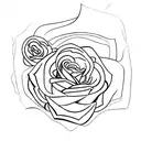 The word 'Invincible' written in a minimalist font with an Italian rose stem forming the letter 'I' tattoo design idea