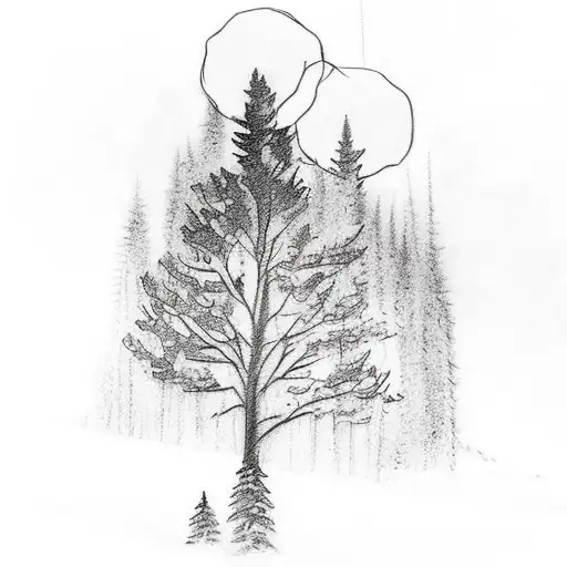 Incorporate elements of nature, like trees and mountains, into a sketch-style tattoo of a hockey player, representing your love for family, nature, and hockey. tattoo design idea