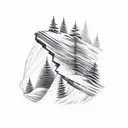 Incorporate elements of nature, like trees and mountains, into a sketch-style tattoo of a hockey player, representing your love for family, nature, and hockey. tattoo design idea