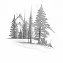 Incorporate elements of nature, like trees and mountains, into a sketch-style tattoo of a hockey player, representing your love for family, nature, and hockey. tattoo design idea
