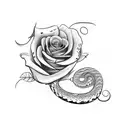 straight Dagger with one snake and 2 roses wrapped around tattoo design idea