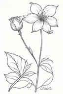 small simple flower with signature on the bottom right   tattoo design idea