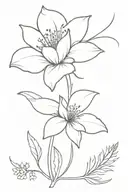 small simple flower with signature on the bottom right   tattoo design idea