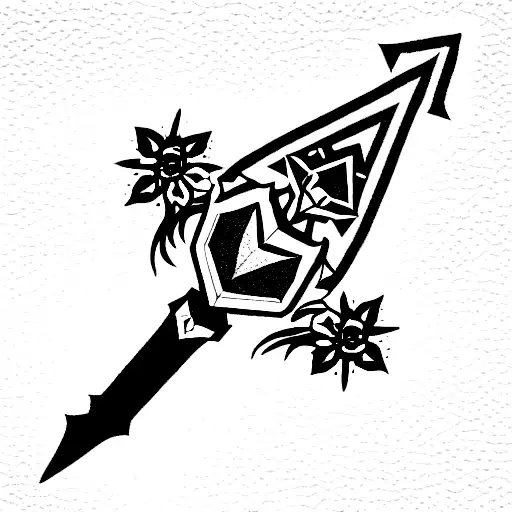 Zelda Master Sword with silent princess flowers tattoo design idea