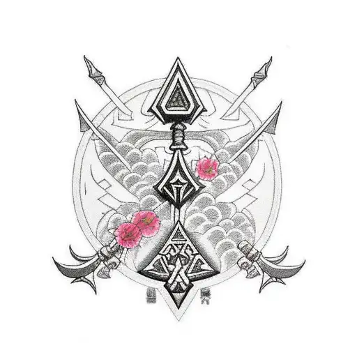 Zelda Master Sword with Silent princess flower tattoo design idea