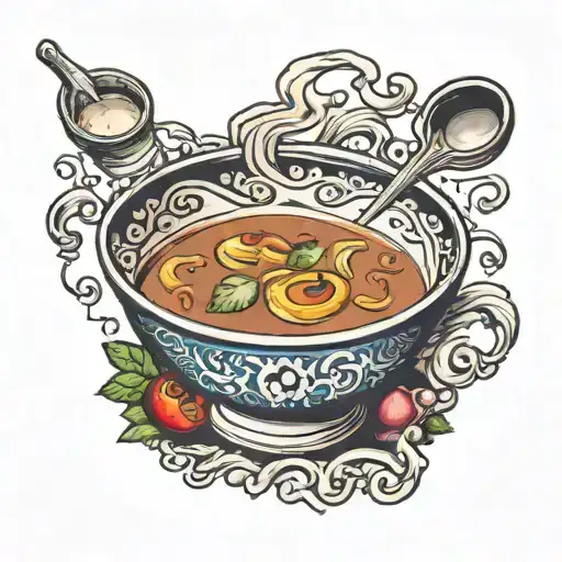 bowl of soup tattoo design idea