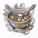 bowl of soup tattoo design idea