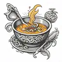 bowl of soup tattoo design idea