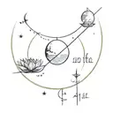 11:11 time with moon and sentence "make a wish" tattoo design idea