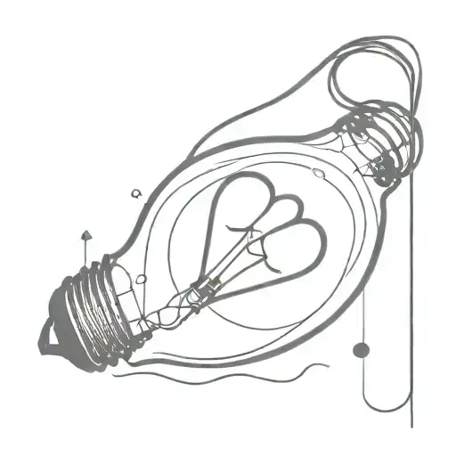 A minimalist depiction of a light bulb with a heart filament, representing the client's passion for electrical work and love tattoo design idea