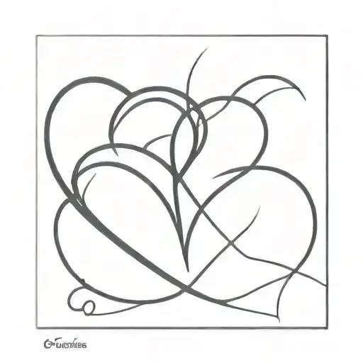 A minimalist design of two intertwined hearts, symbolizing eternal love tattoo design idea