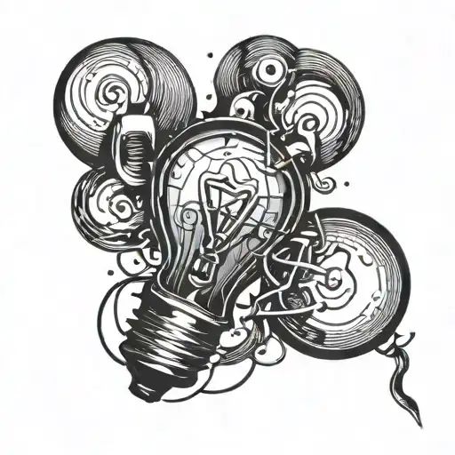 A minimalist depiction of a light bulb with a heart filament, representing the client's passion for electrical work and love tattoo design idea
