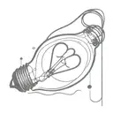 A minimalist depiction of a light bulb with a heart filament, representing the client's passion for electrical work and love tattoo design idea