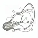 A minimalist depiction of a light bulb with a heart filament, representing the client's passion for electrical work and love tattoo design idea