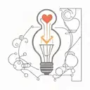 A minimalist depiction of a light bulb with a heart filament, representing the client's passion for electrical work and love tattoo design idea
