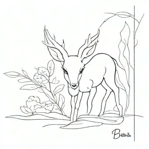 Bambi line outlining tattoo design idea
