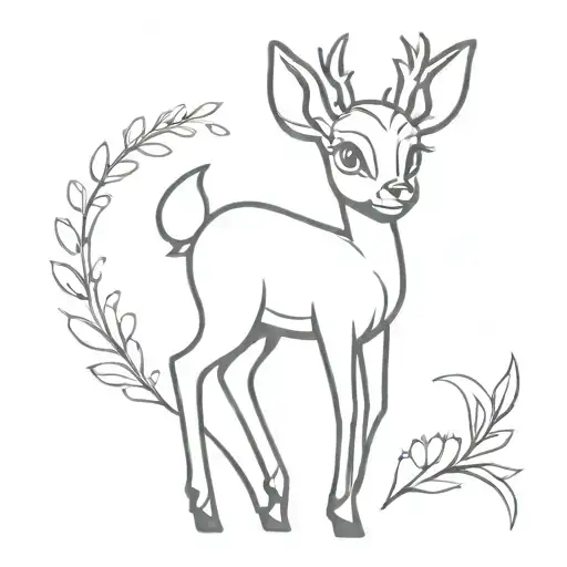 Bambi line minimalist disney tattoo design idea
