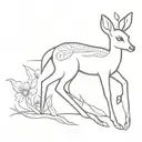 Bambi line outlining tattoo design idea