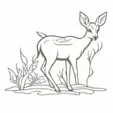 Bambi line outlining tattoo design idea