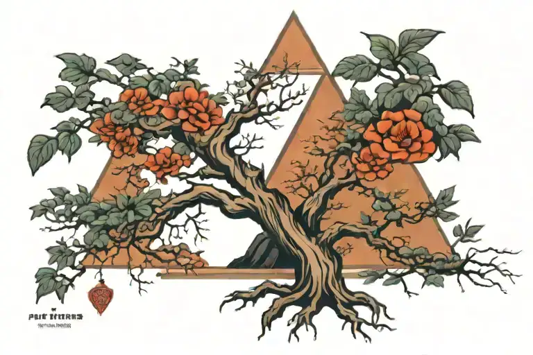 family tree, roots, triangle made tattoo design idea
